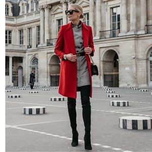 Wool and Cotton Blend Red Coat